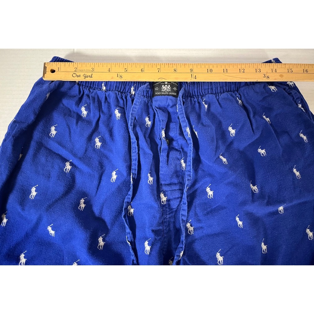 Polo Ralph Lauren Pajama Pants Women Large Blue Pony Print Cotton Lounge - Picture 5 of 7